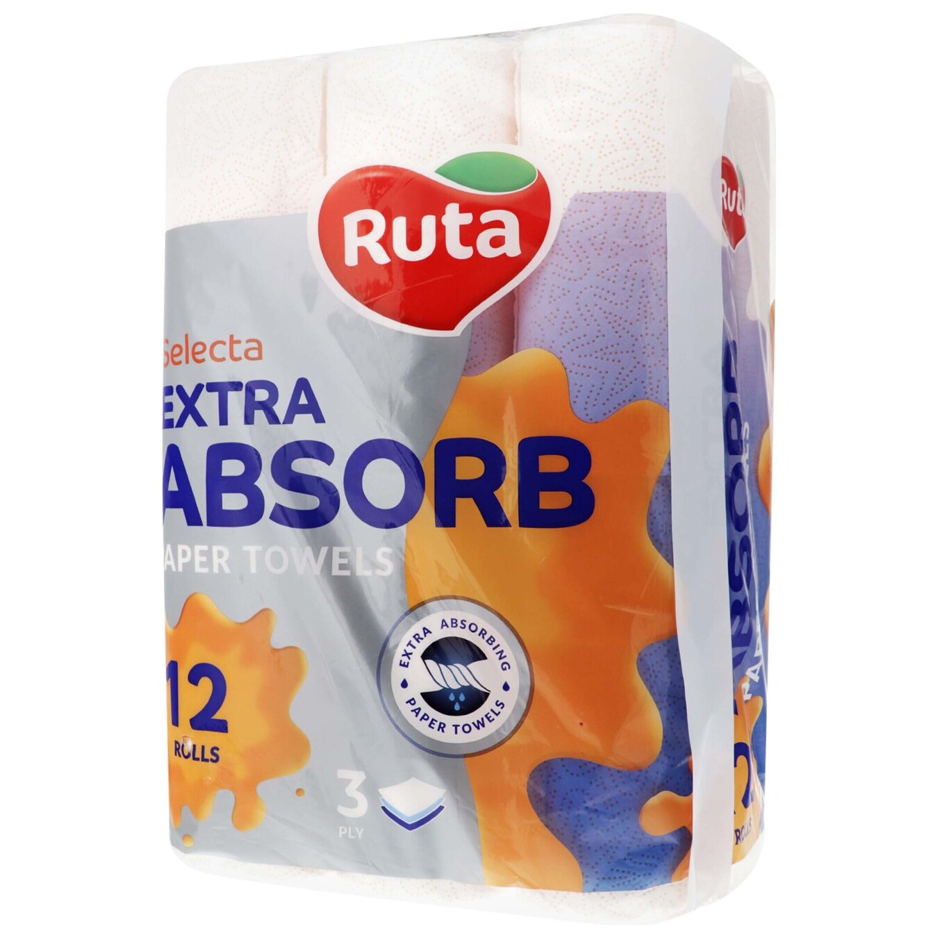 Полотенца бумажные Ruta Selecta 3слой белые 12шт 2