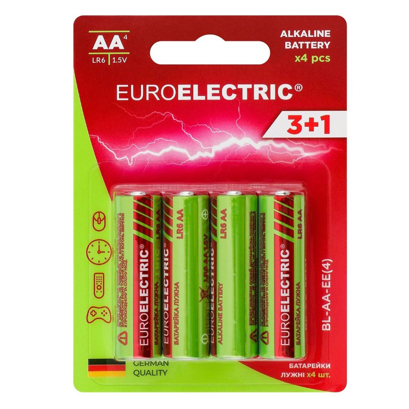 Батарейка Euroelectric лужна AA LR6 1,5V 4шт