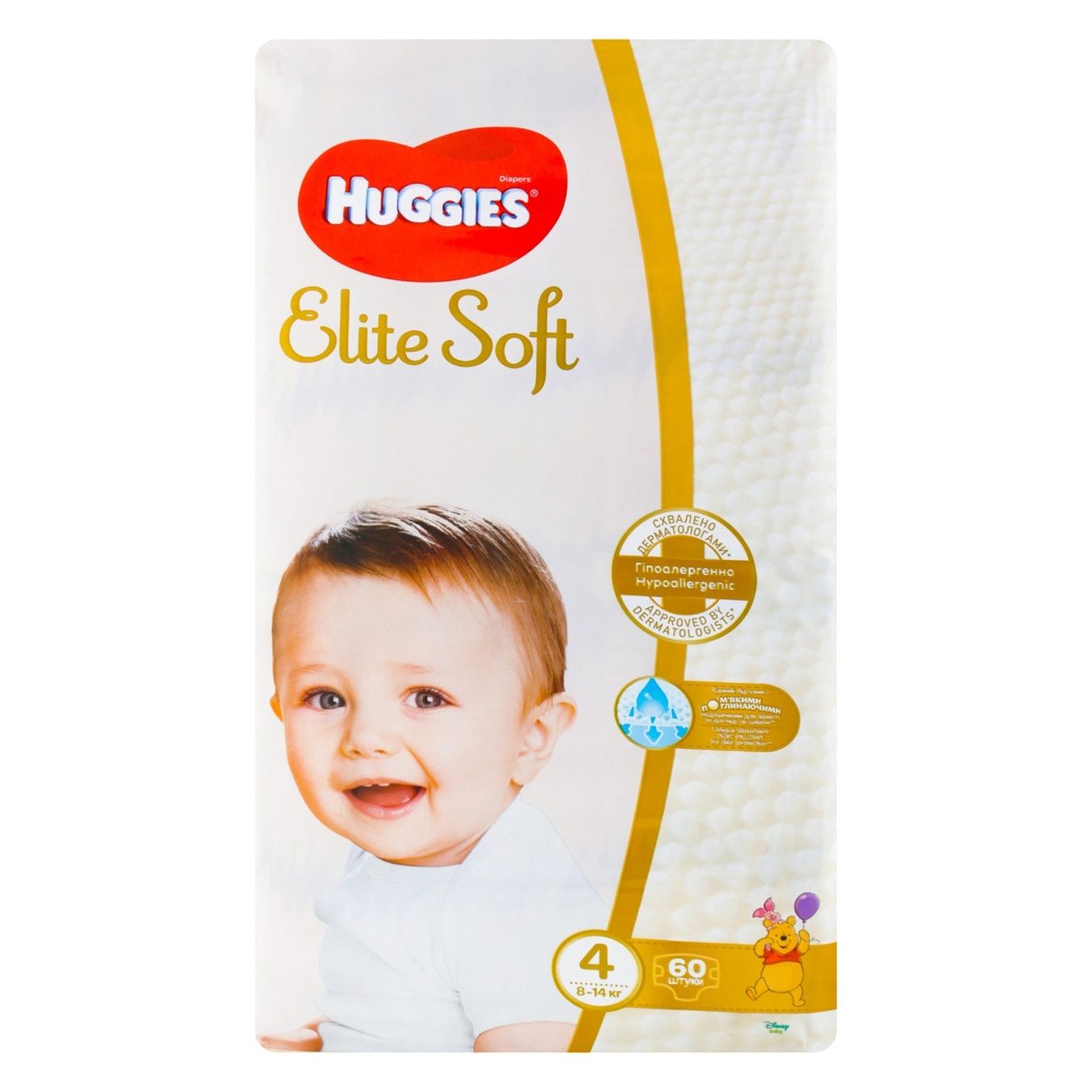 Подгузники Huggies Elite Soft 4 размер для детей 8-14кг 60шт