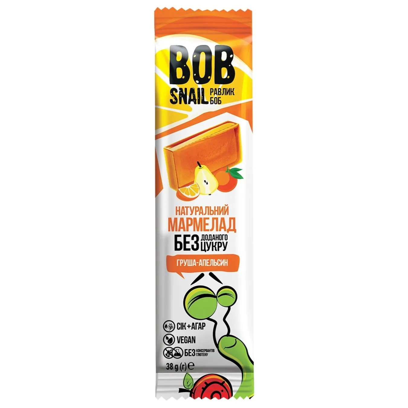 Мармелад Bob Snail груша-апельсин без цукру 38г