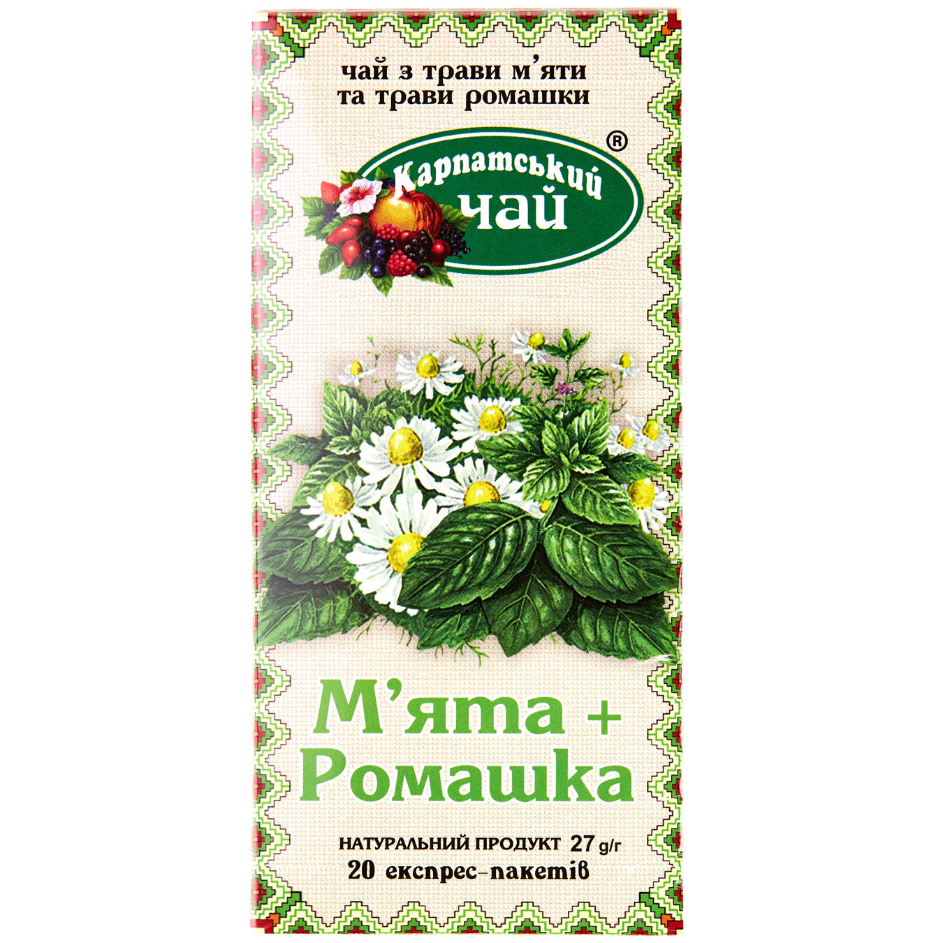 Чай травяной Карпатський Чай мята-ромашка 1,35г 20шт