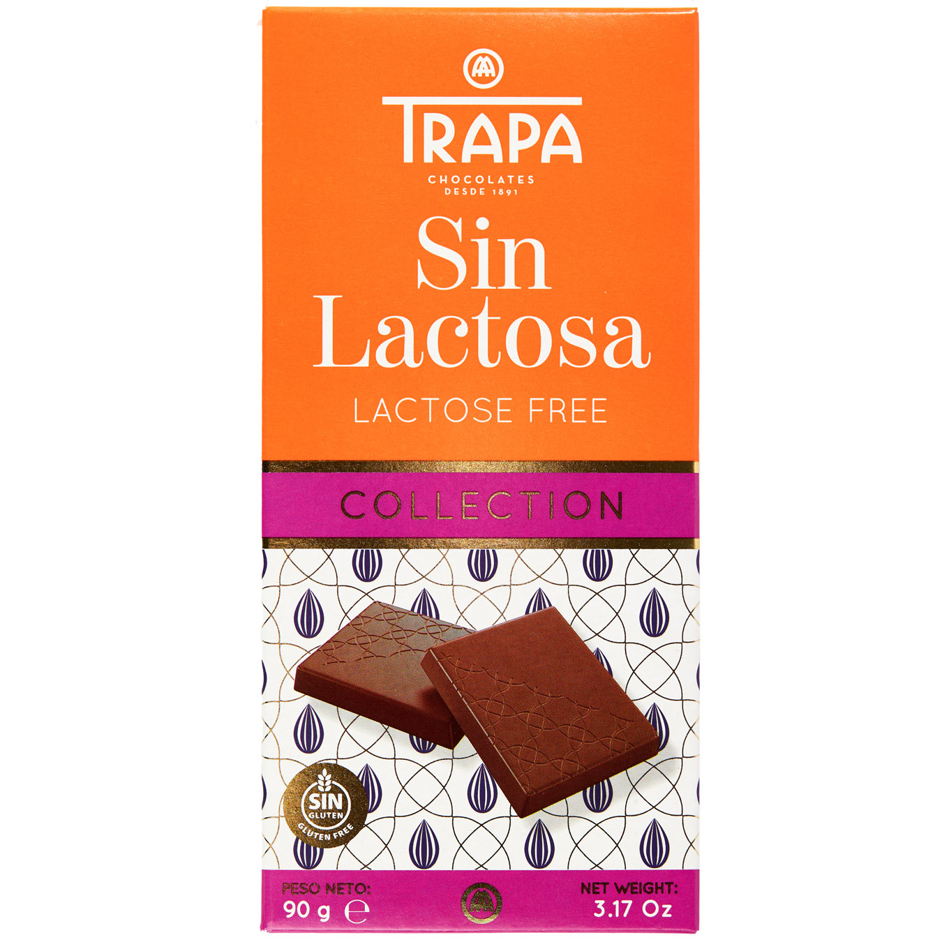 Шоколад Trapa Collection молочный без лактозы 90г