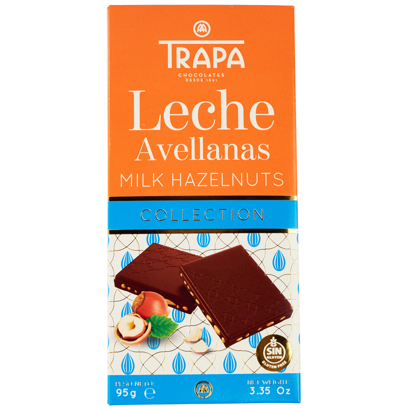 Шоколад Trapa Collection молочний з лісовим горіхом 95г