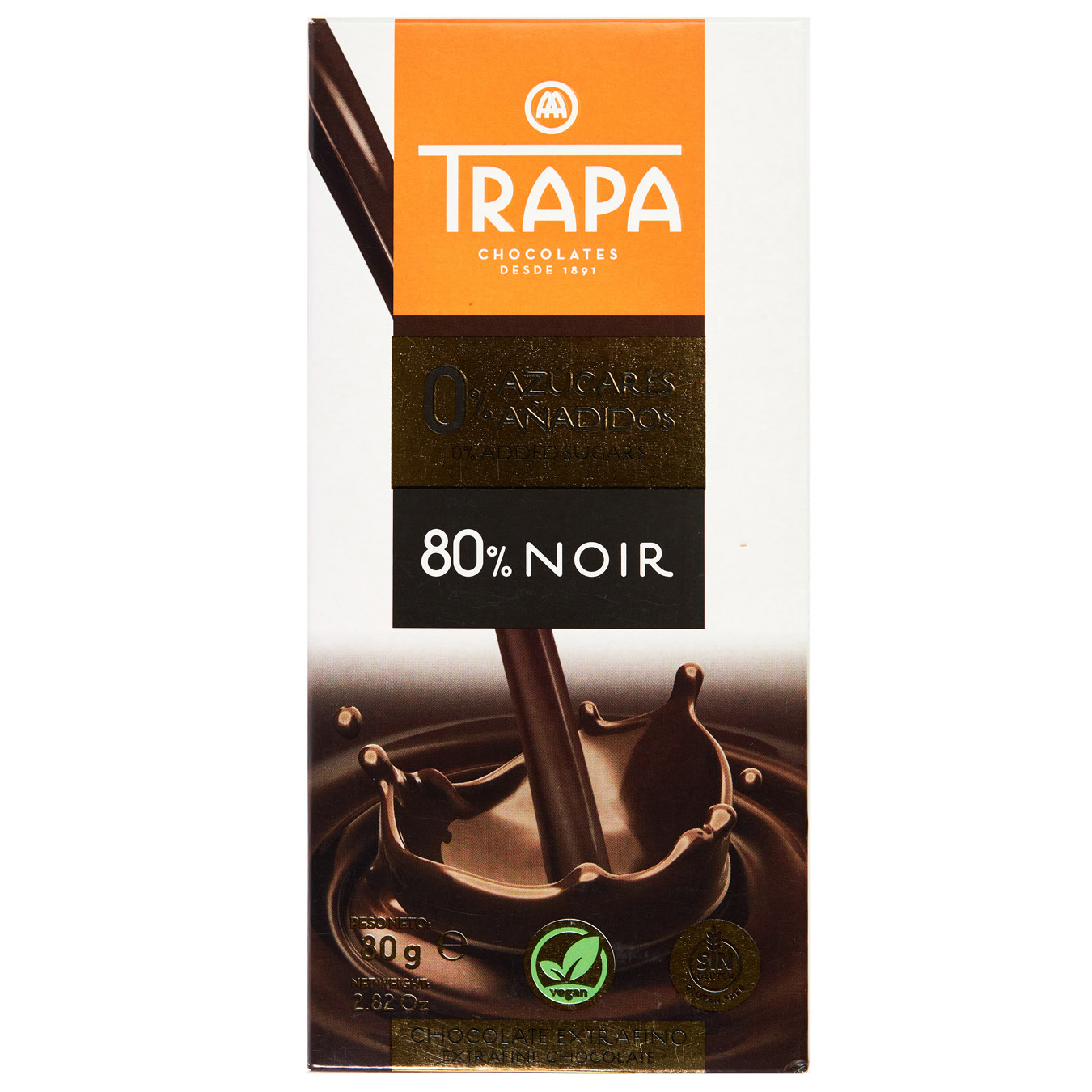 Trapa Sugar-Free Extra Dark Chocolate 80% 80g