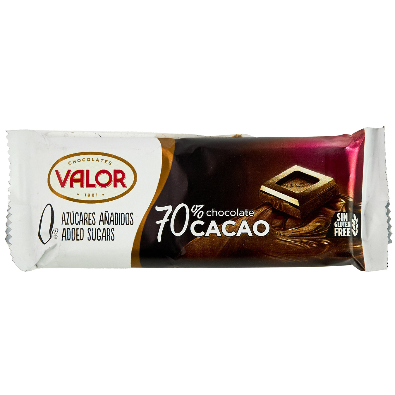 Valor Impuls dark chocolate bar without sugar 70% 35g