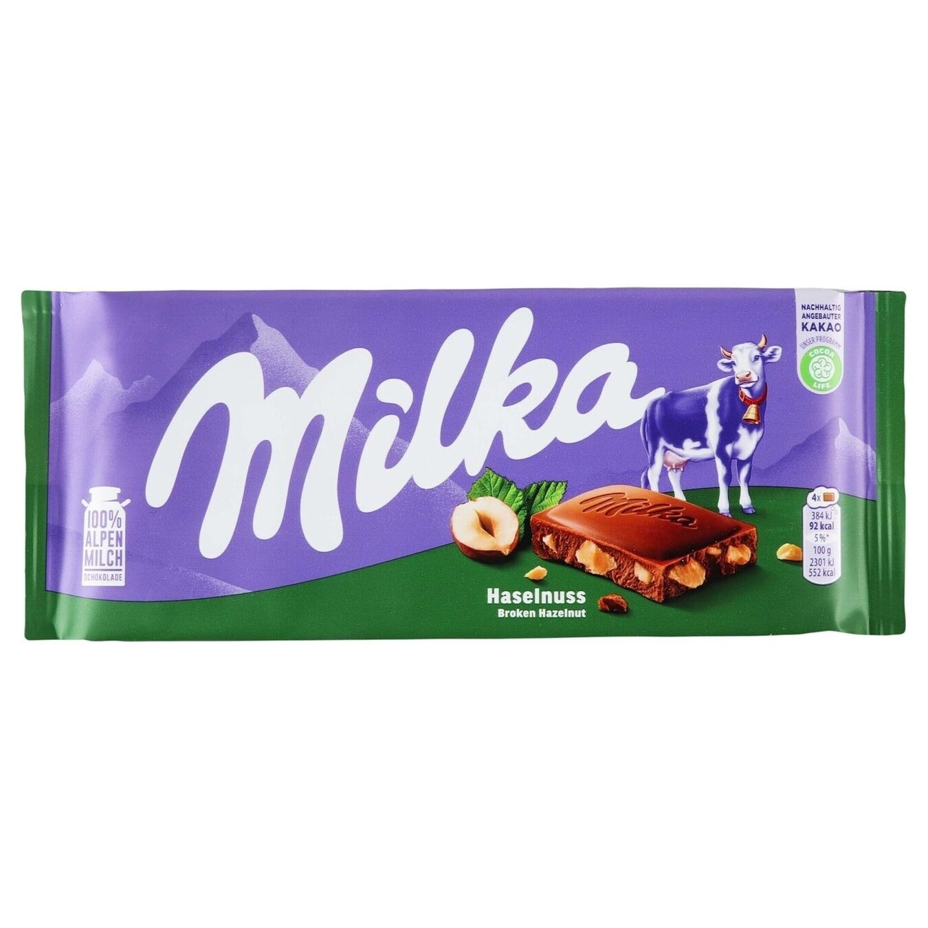 Milka milk сhocolate with crushed hazelnuts 100g