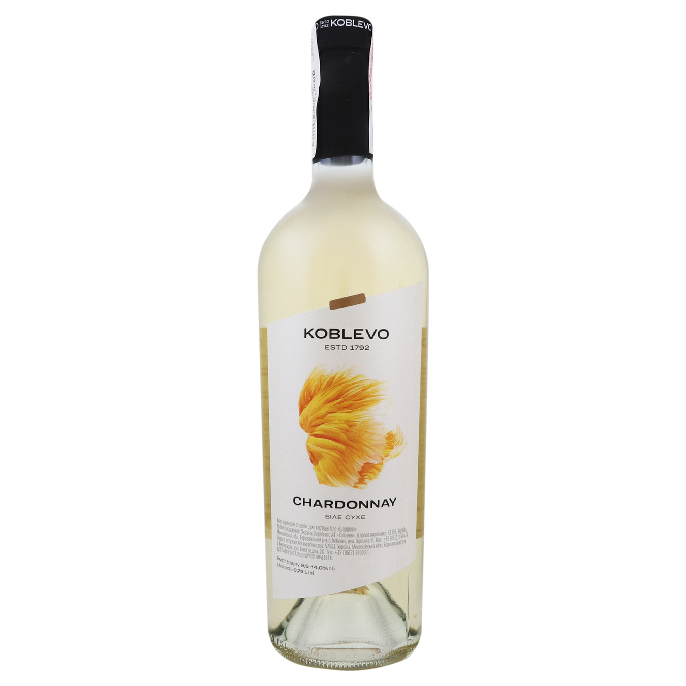 Вино Koblevo Chardonnay белое сухое 9,5-14% 0,75л