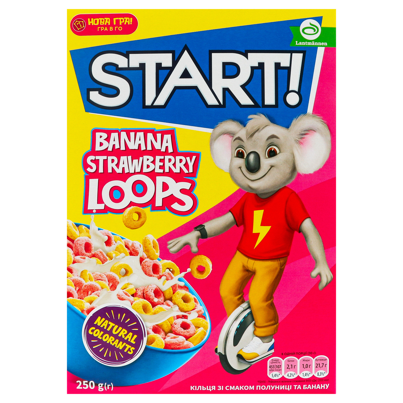 Start! Dry breakfast Rings with strawberry and banana flavor 250g