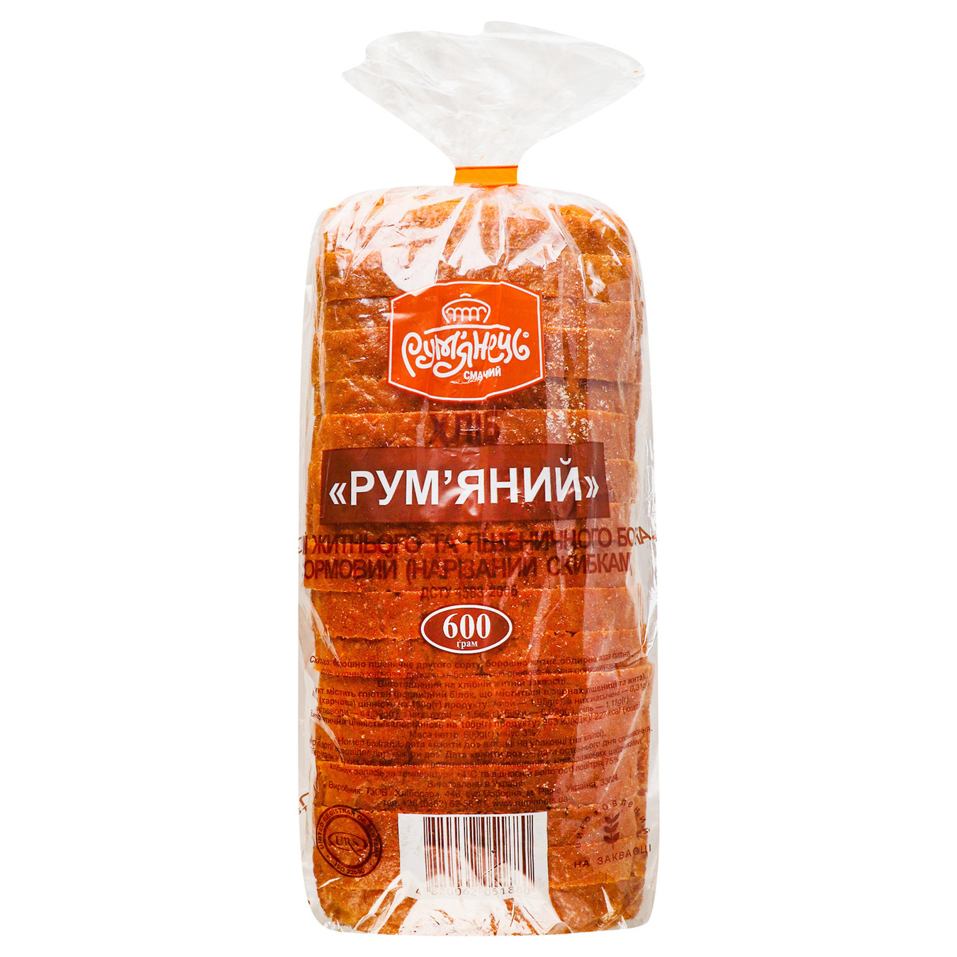 Хліб Рум'янець Рум'яний нарізаний 600г 2