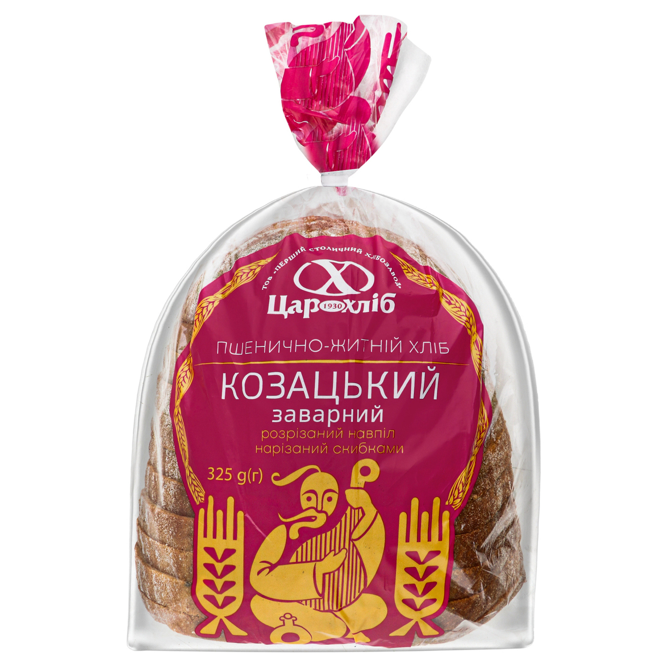 Хліб Цар-хліб Козацький заварний половинка в нарізці 325г