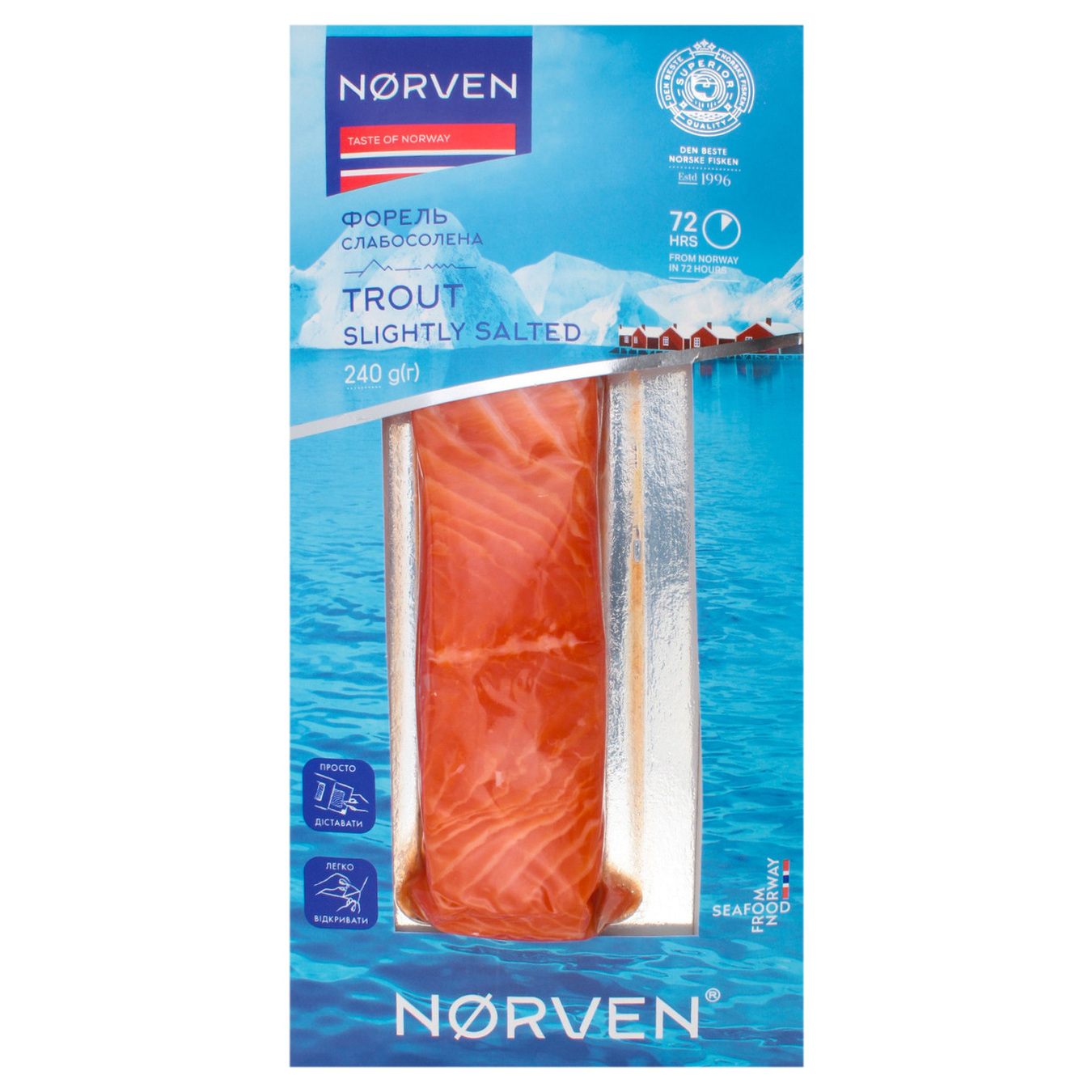 Форель Norven слабосолена філе-шматок 240г