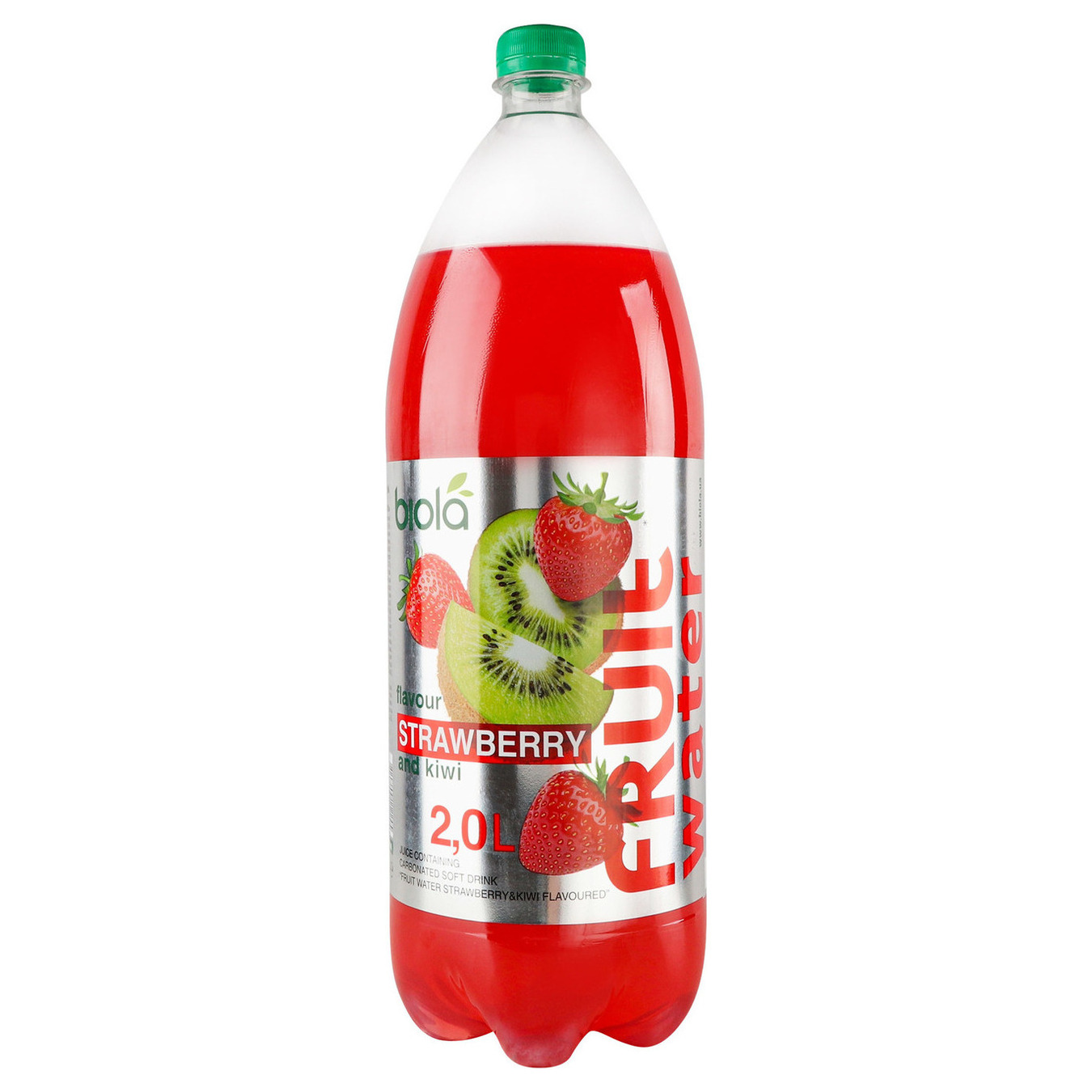 Напій безалкогольний Biola Fruit Water Полуниця та ківі сильногазований соковмісний 2л