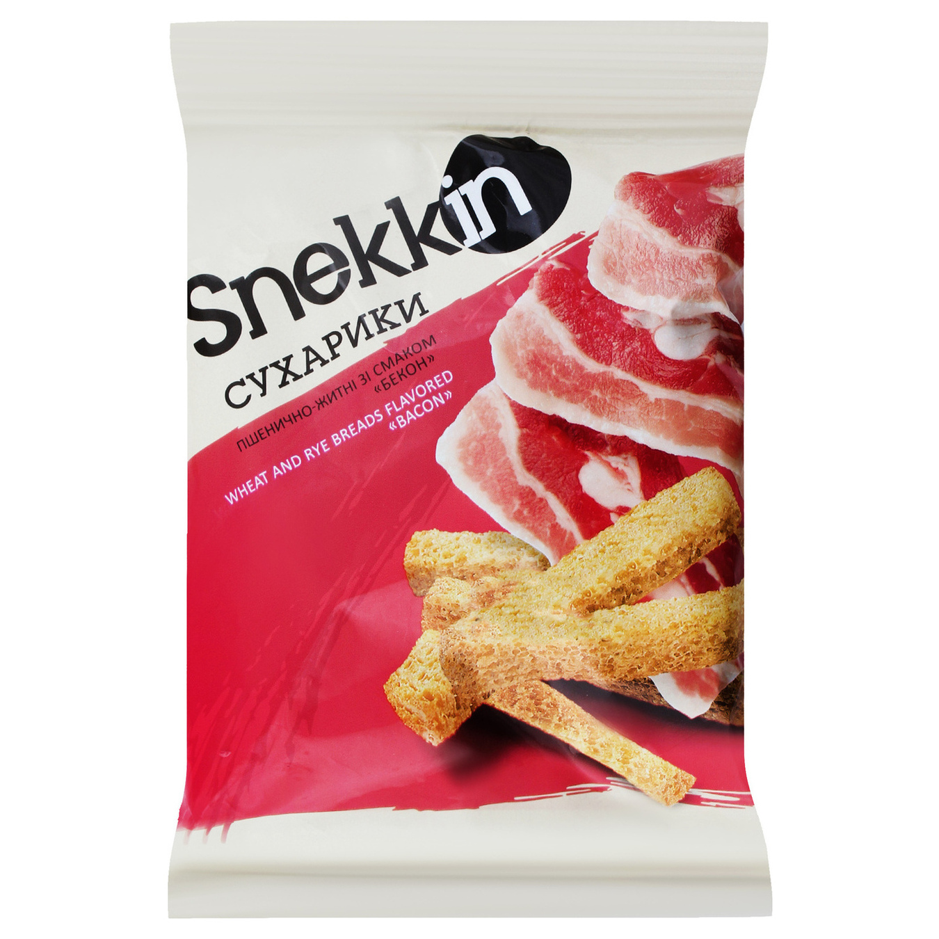 Сухарики Snekkin пшенично-житні зі смаком Бекон 70г