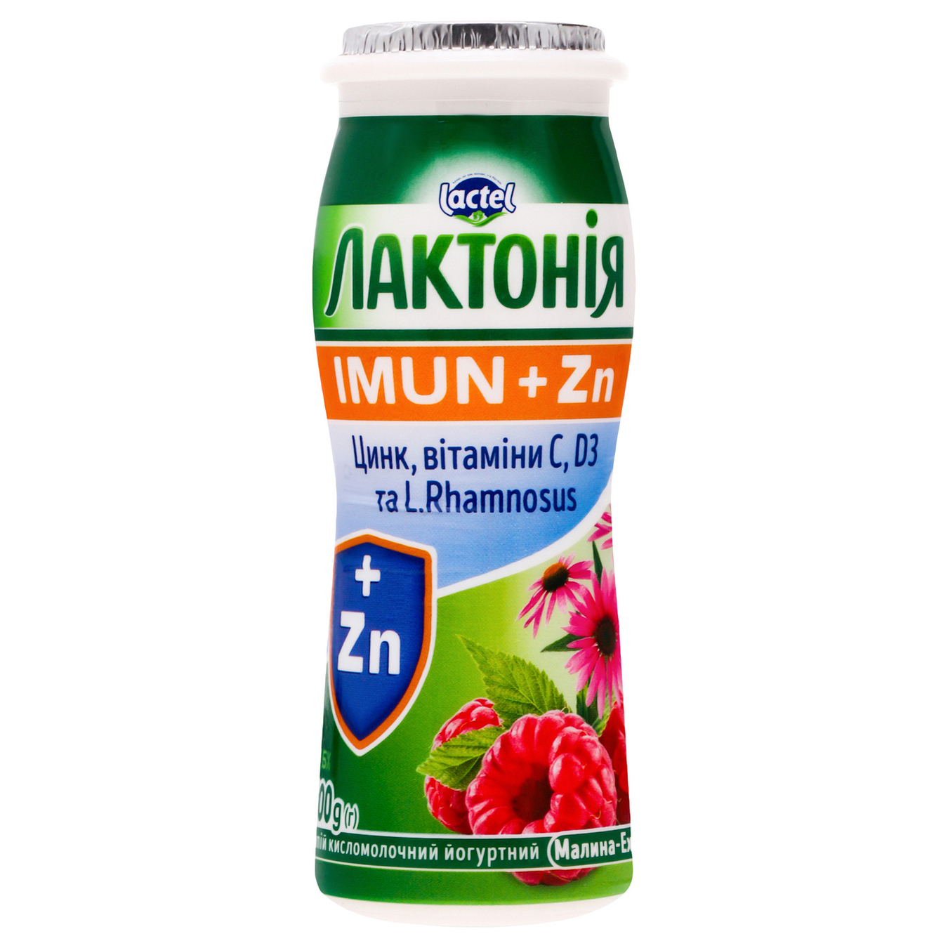 Напій кисломолочний Лактонія Imun+Zn Малина-ехінацея йогуртний 1,5% 100г