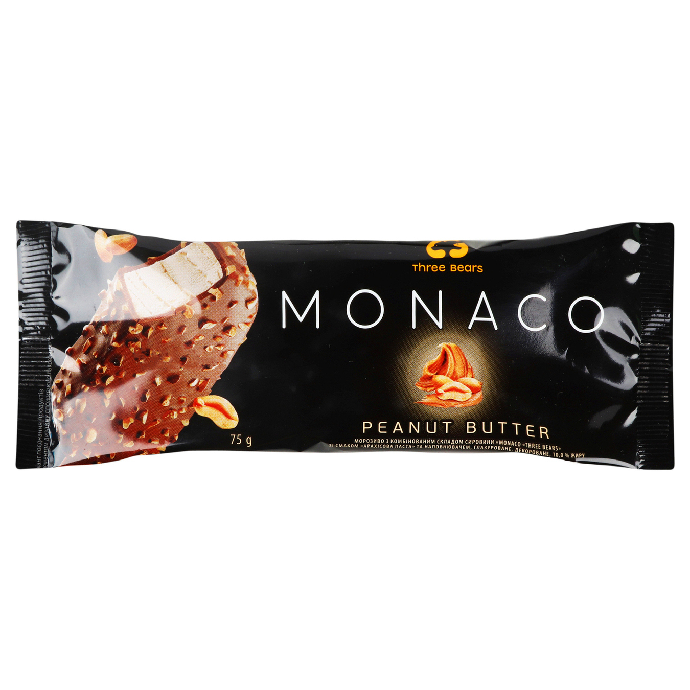 Морозиво Три ведмеді Monaco Peanut butter 10% 75г