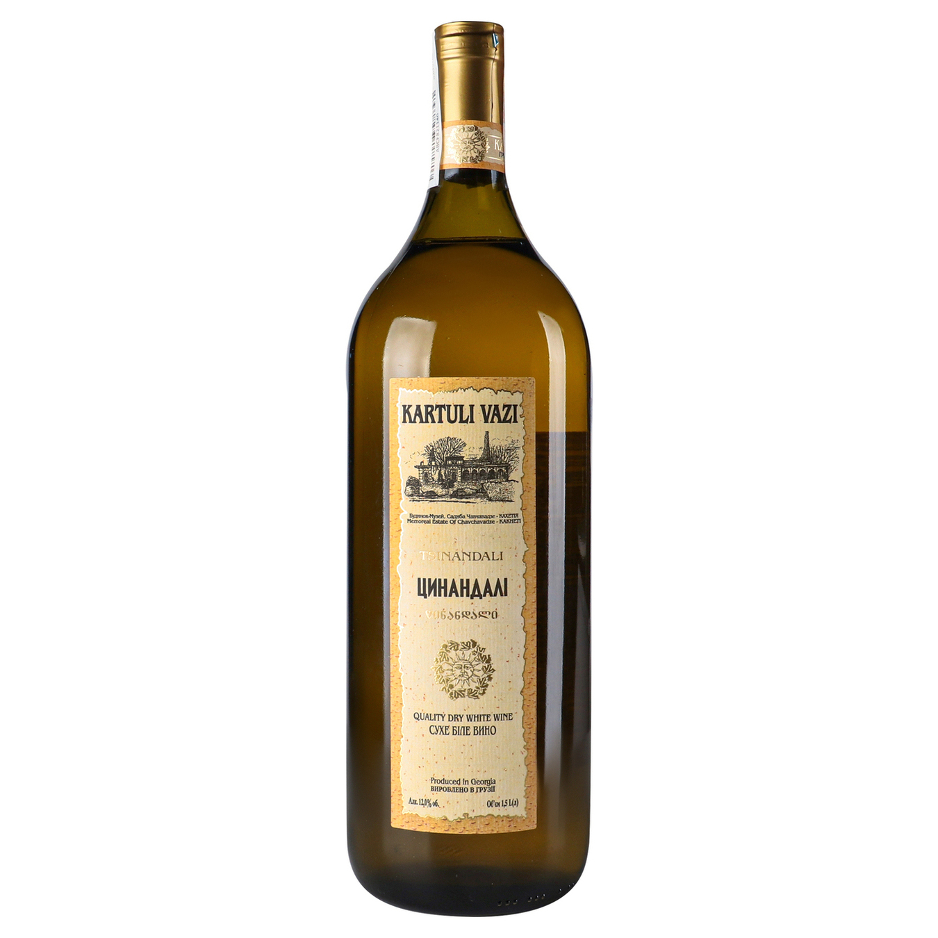 Вино Kartuli Vazi Цинандали белое сухое 12% 1.5л