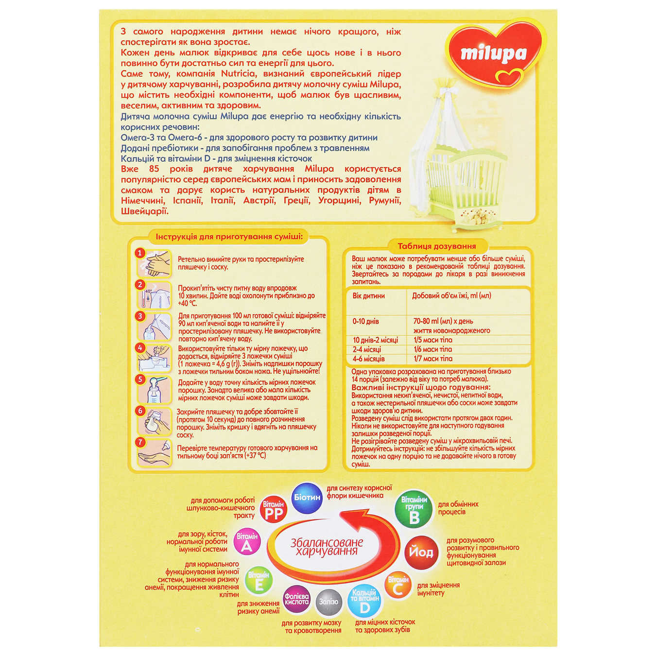Milupa 1 Dry powder mix for babies from 0 to 6 months 350g 2