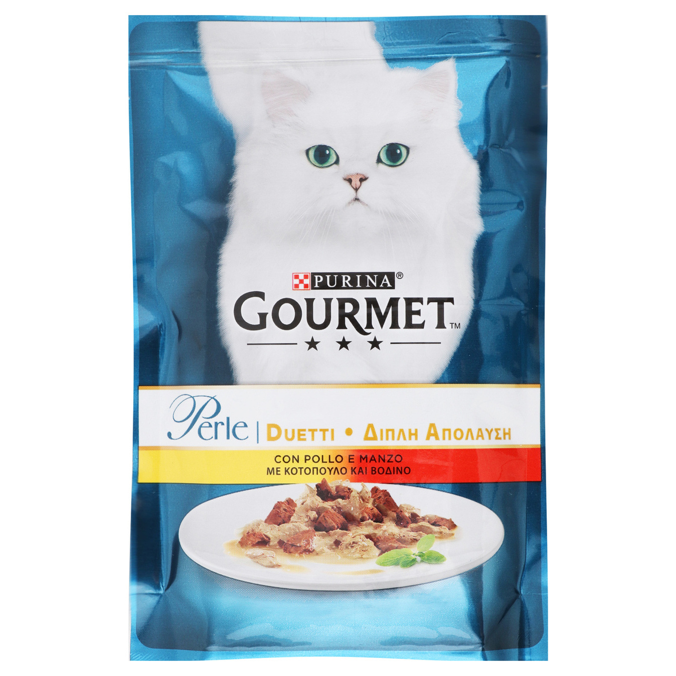 Корм Purina Gourmet Perle Duo філе у підливці з куркою та яловичиною для дорослих котів 85г