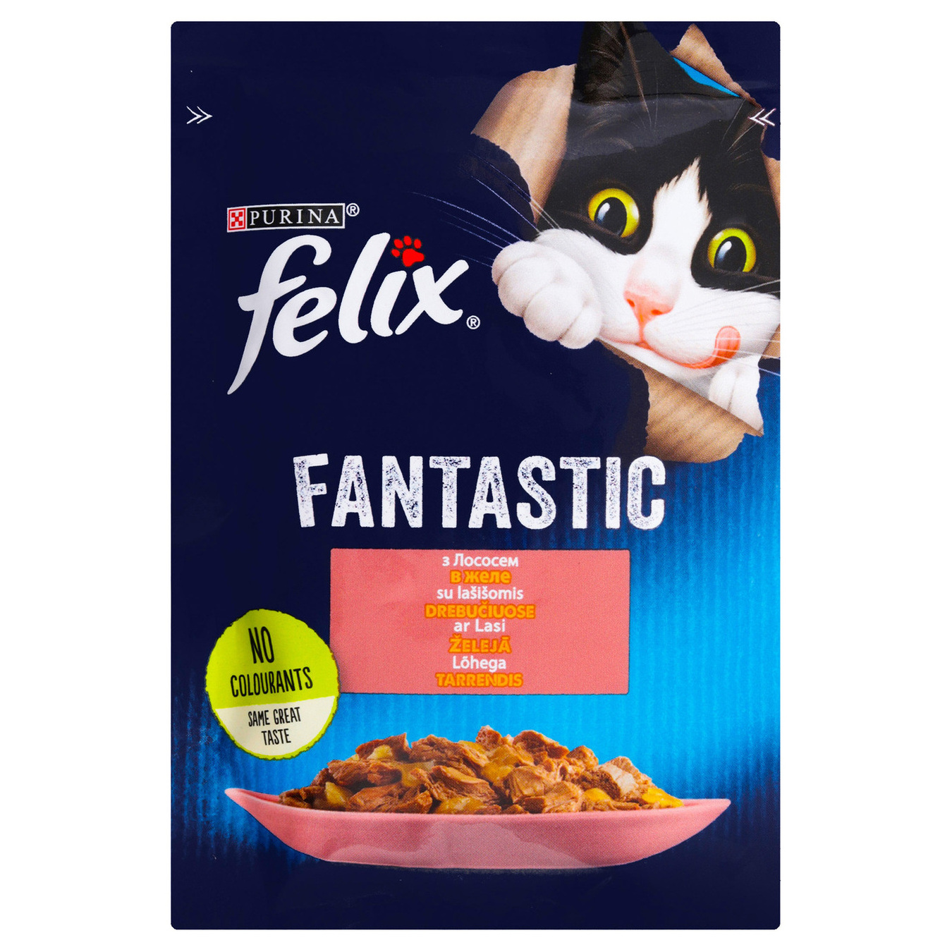 Felix Fantastic Canned food with salmon in jelly for cats 85g