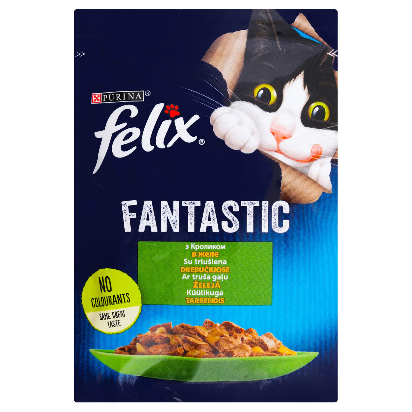 Корм консервований Felix Fantastic з кроликом в желе для котів 85г