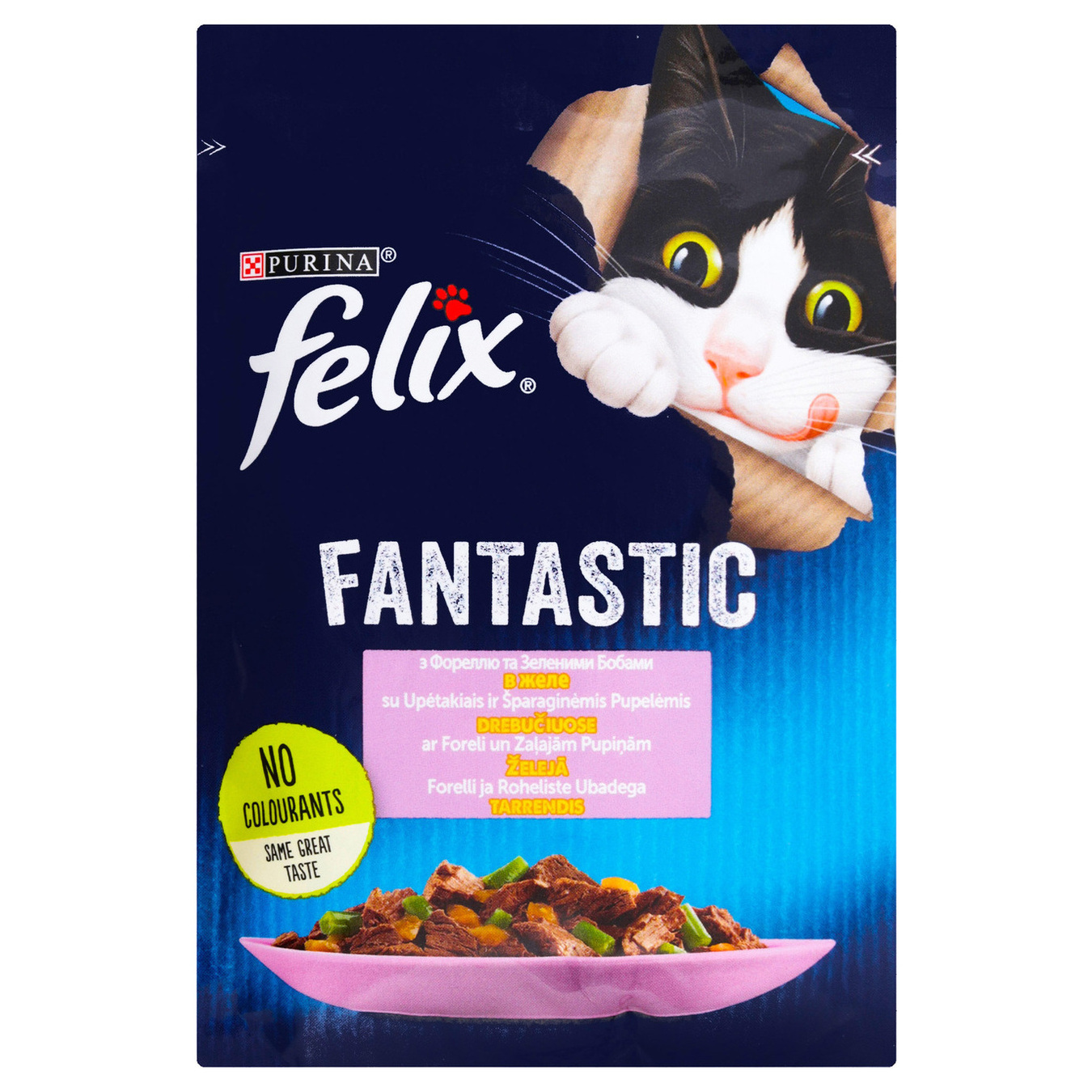 Корм для котів Felix Fantastic форель і зелена квасоля 85г