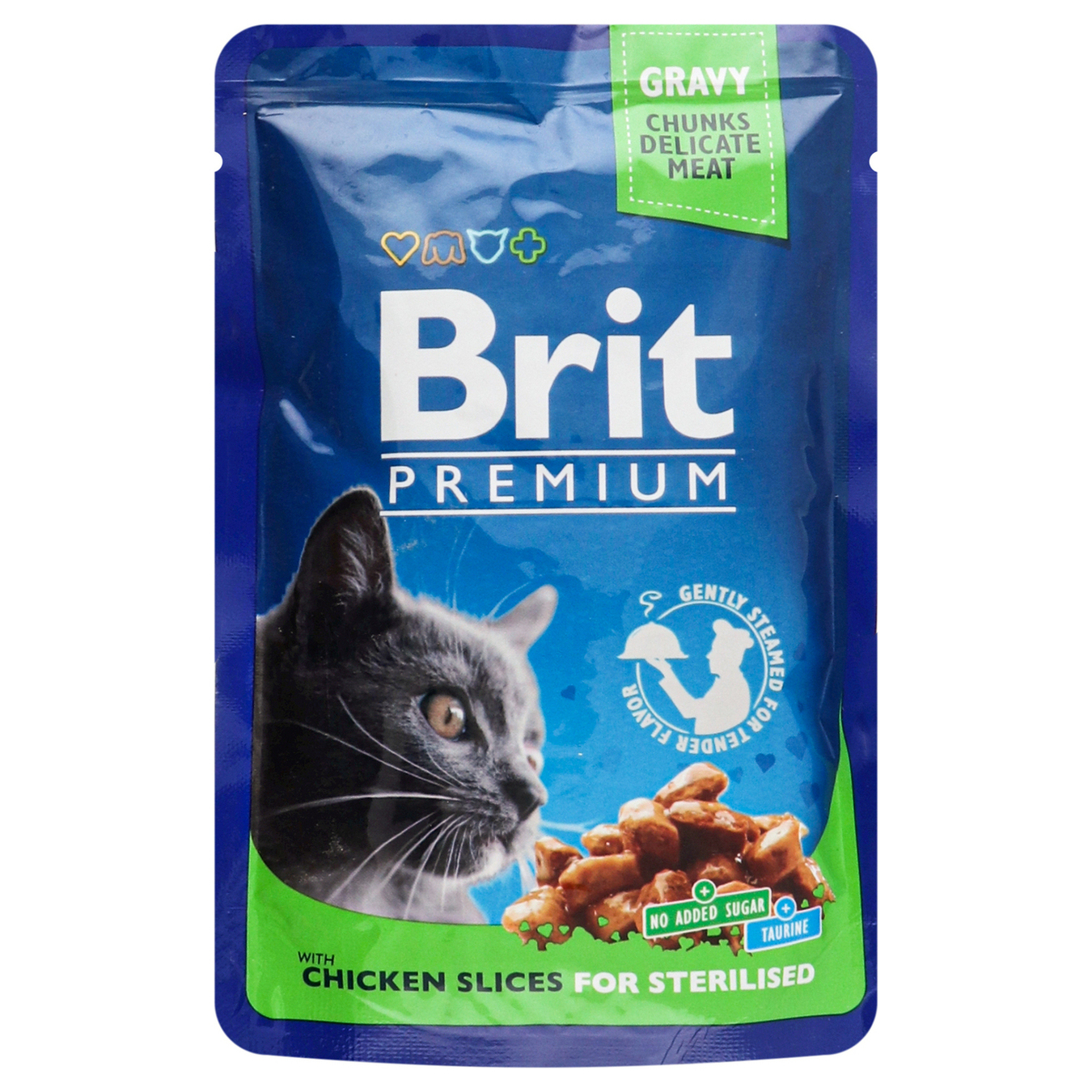 Корм вологий Brit Premium зі шматочками курки для стерилізованих котів 100г