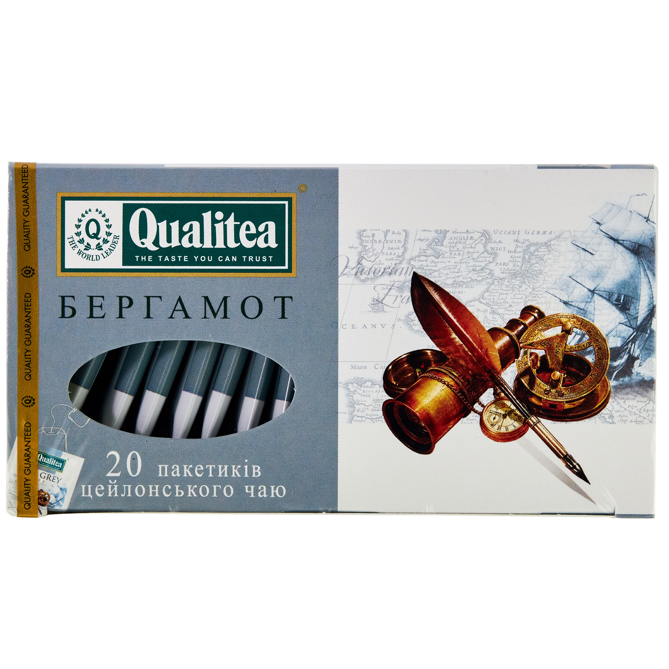 Чай черный Qualitea Earl Grey цейлонский с бергамотом в пакетиках 20х2г
