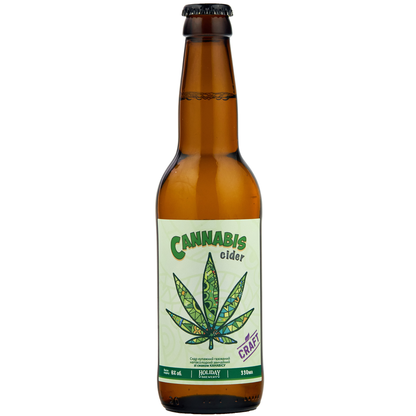 Сидр газированный Friday Brewery Cannabis полусладкий 6% 0,33л