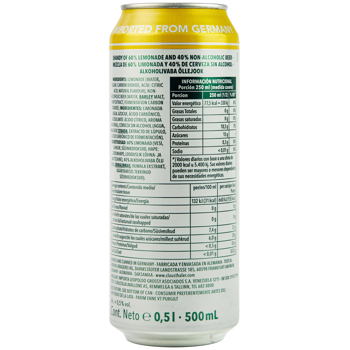 Beer Clausthaler Lemon 0,5% 0.5 l 2