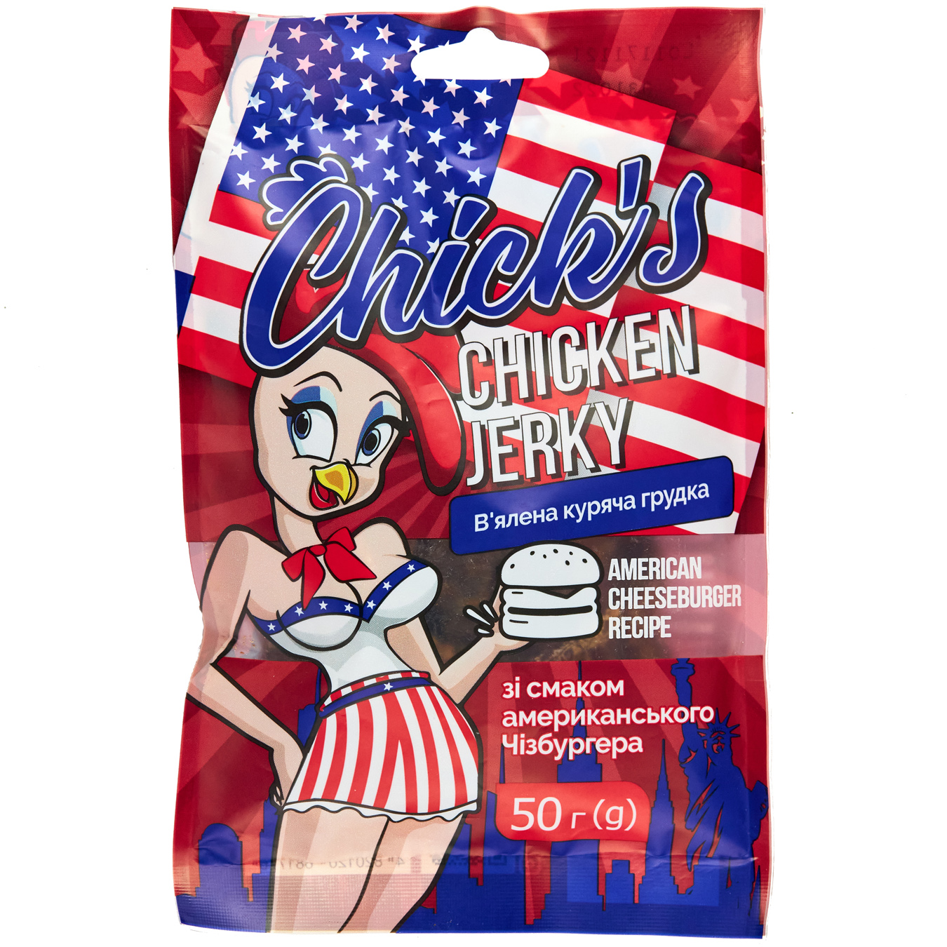 Джерки Chick’s курячі смак американського чізбургера 50г