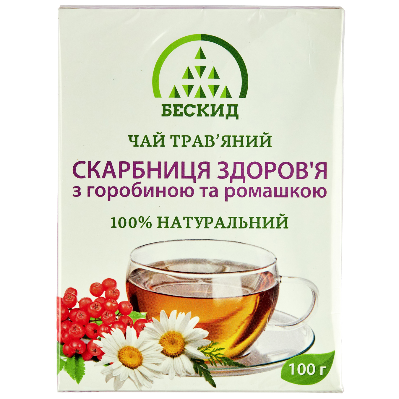 Чай трав'яний Бескид Скарбниця здоров'я з горобиною та ромашкою 100г
