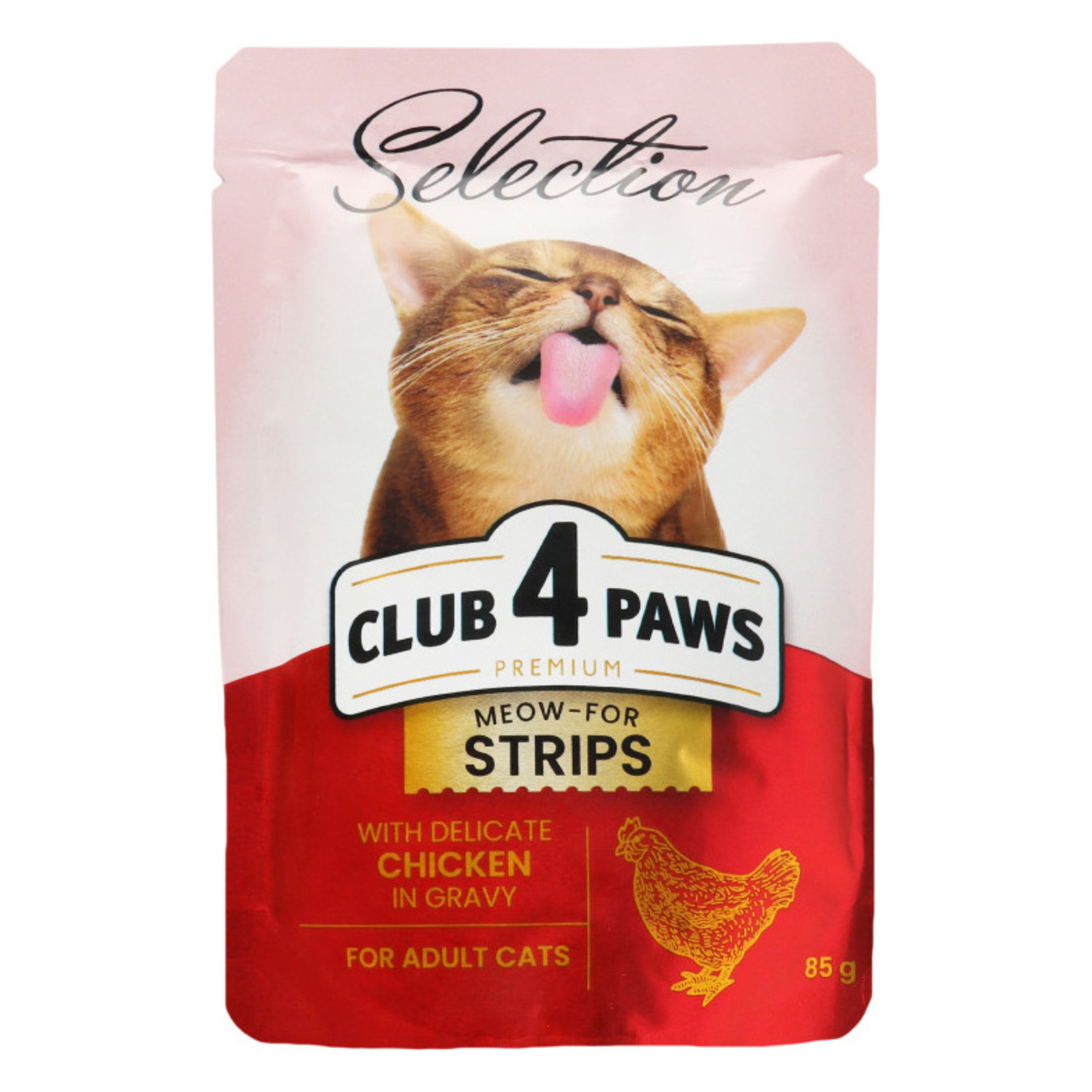 Корм Club 4 Paws Premium для дорослих котів смужки з куркою в соусі повнораціонний консервований 85г