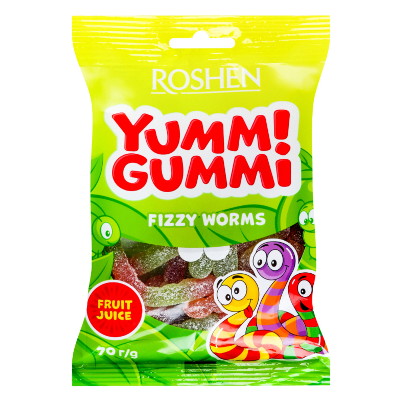 Roshen Yummi Gummi Fizzy Worms jelly candies 70g