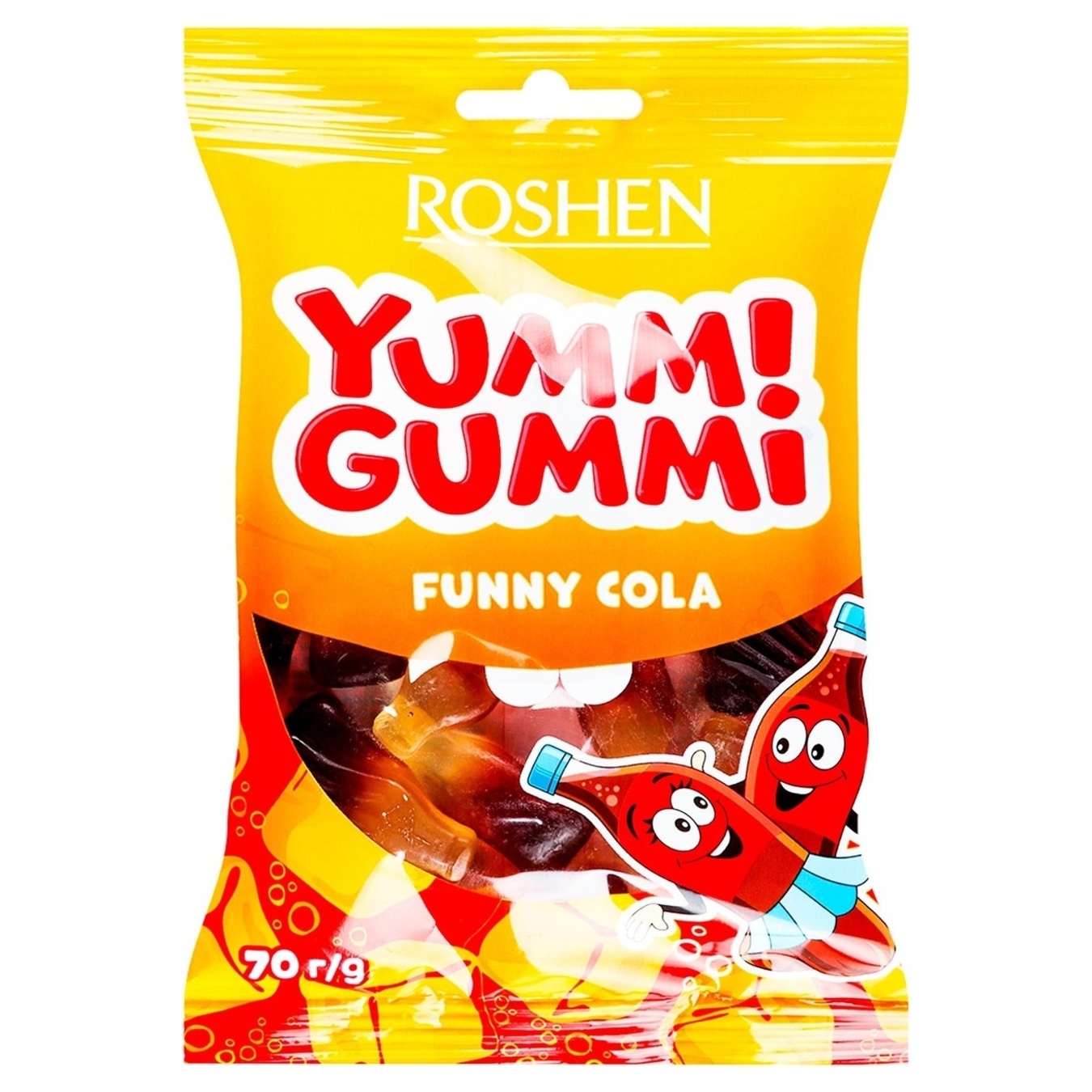 Цукерки желейні Roshen Yummi Gummi Funny Cola 70г