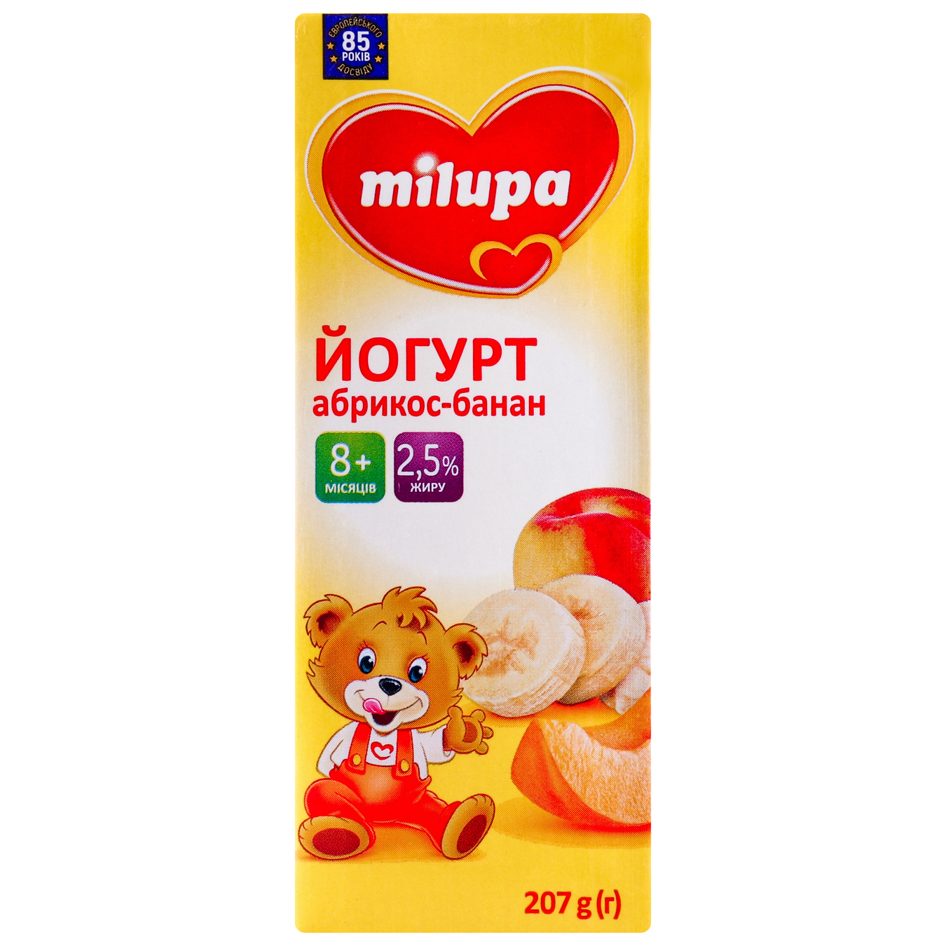 Йогурт Milupa з біфідобактеріями абрикос-банан 2,5% 207г