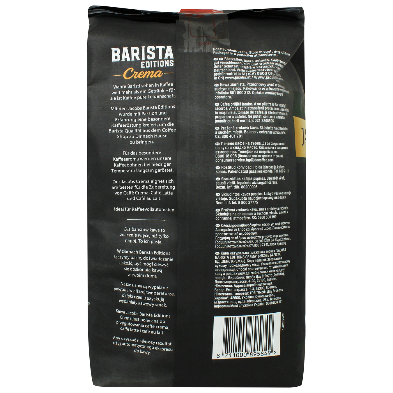 Jacobs Barista Crema Natural Coffee Beans 1kg 2