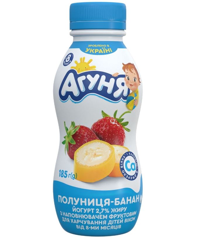 Agunya strawberry-banana drinking yogurt 2.7% 185g