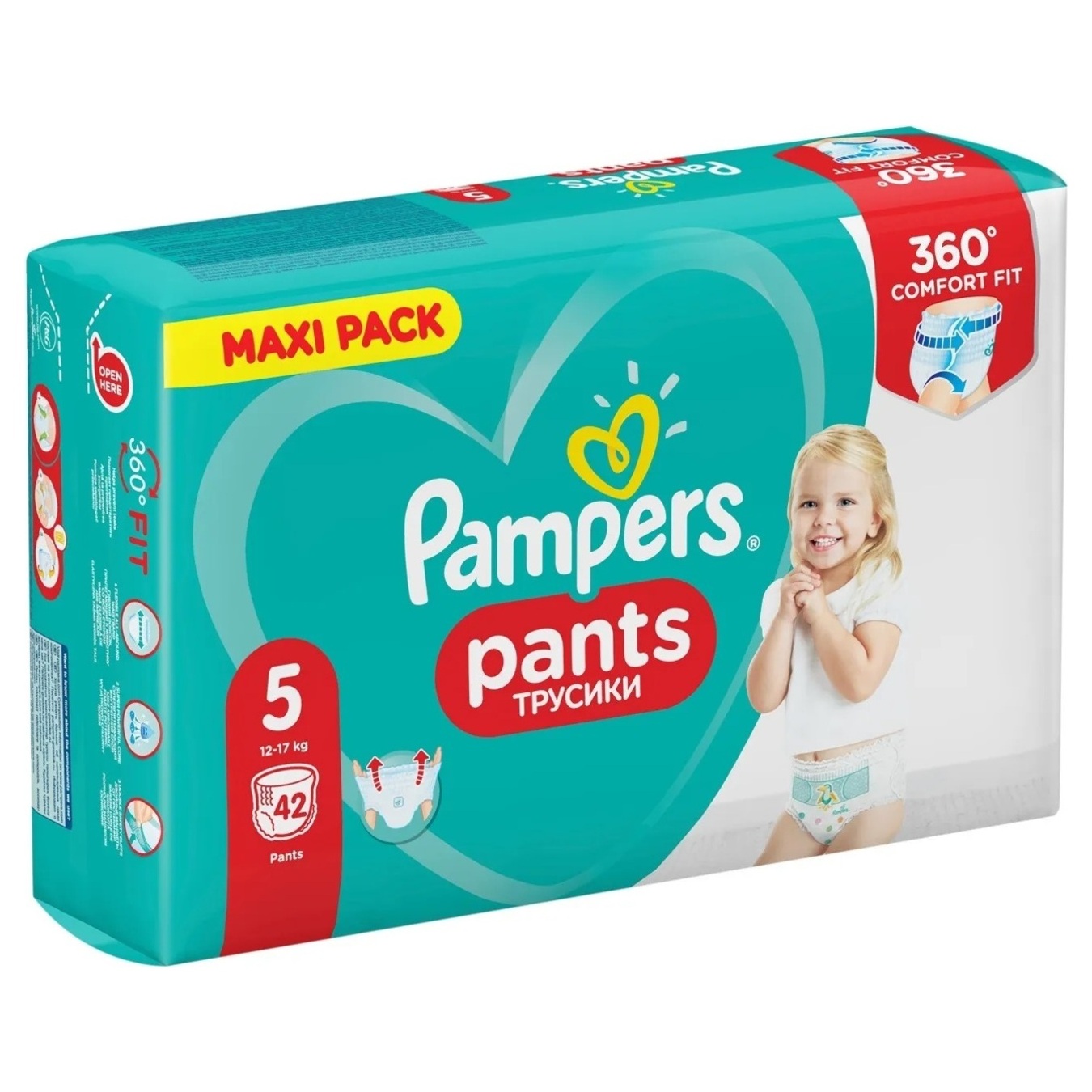 Подгузники-трусики Pampers Pants размер 5 Junior 12-17кг 42шт 2