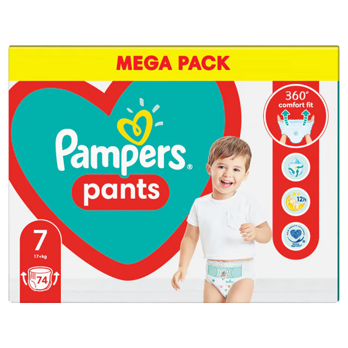Подгузники-трусики детские одноразовые Pampers Pants Giant Plus 17+кг Мега Упаковка 74шт