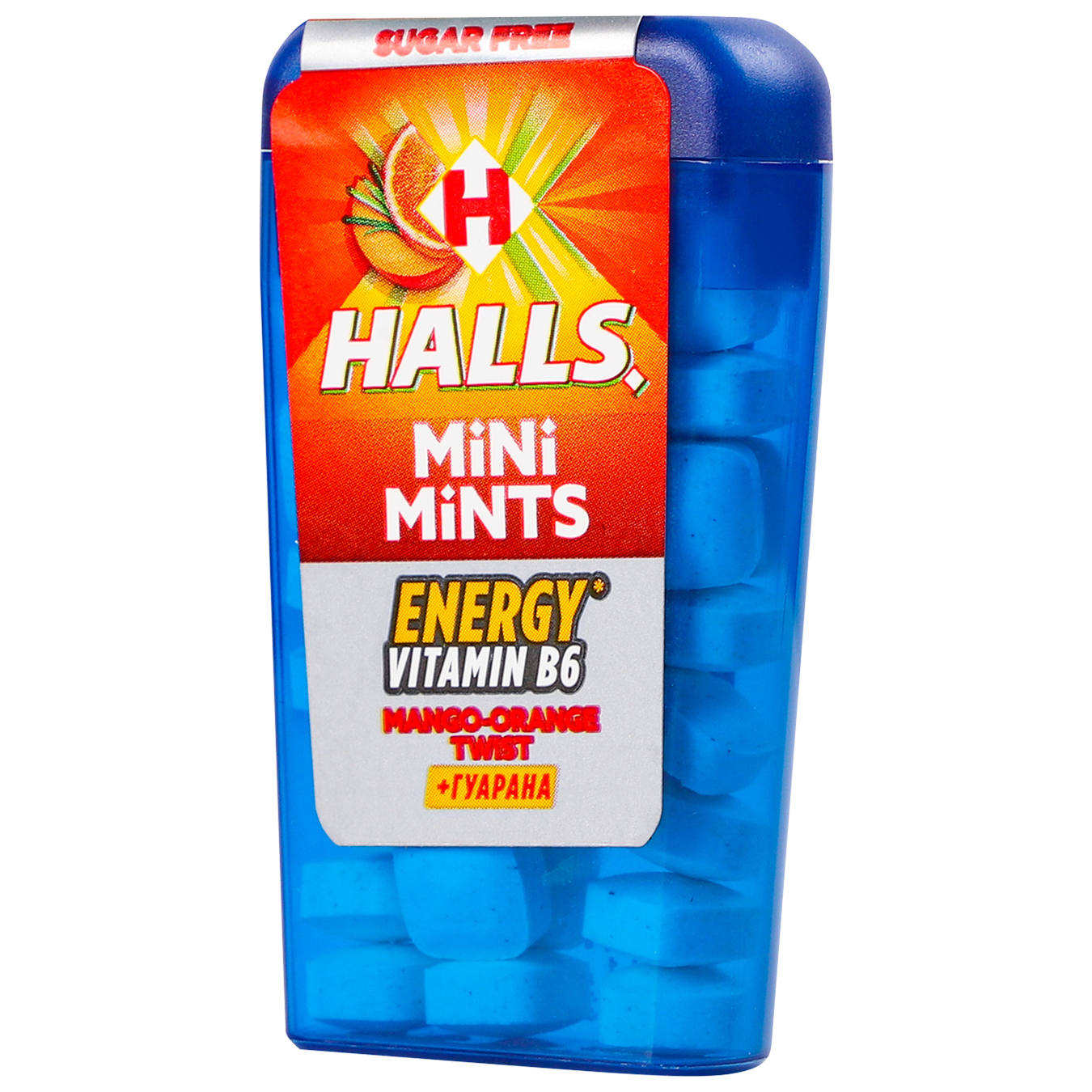 Цукерки Halls Mini Mints Mango-Orange Twist +гуарана без цукру 12.5г 3