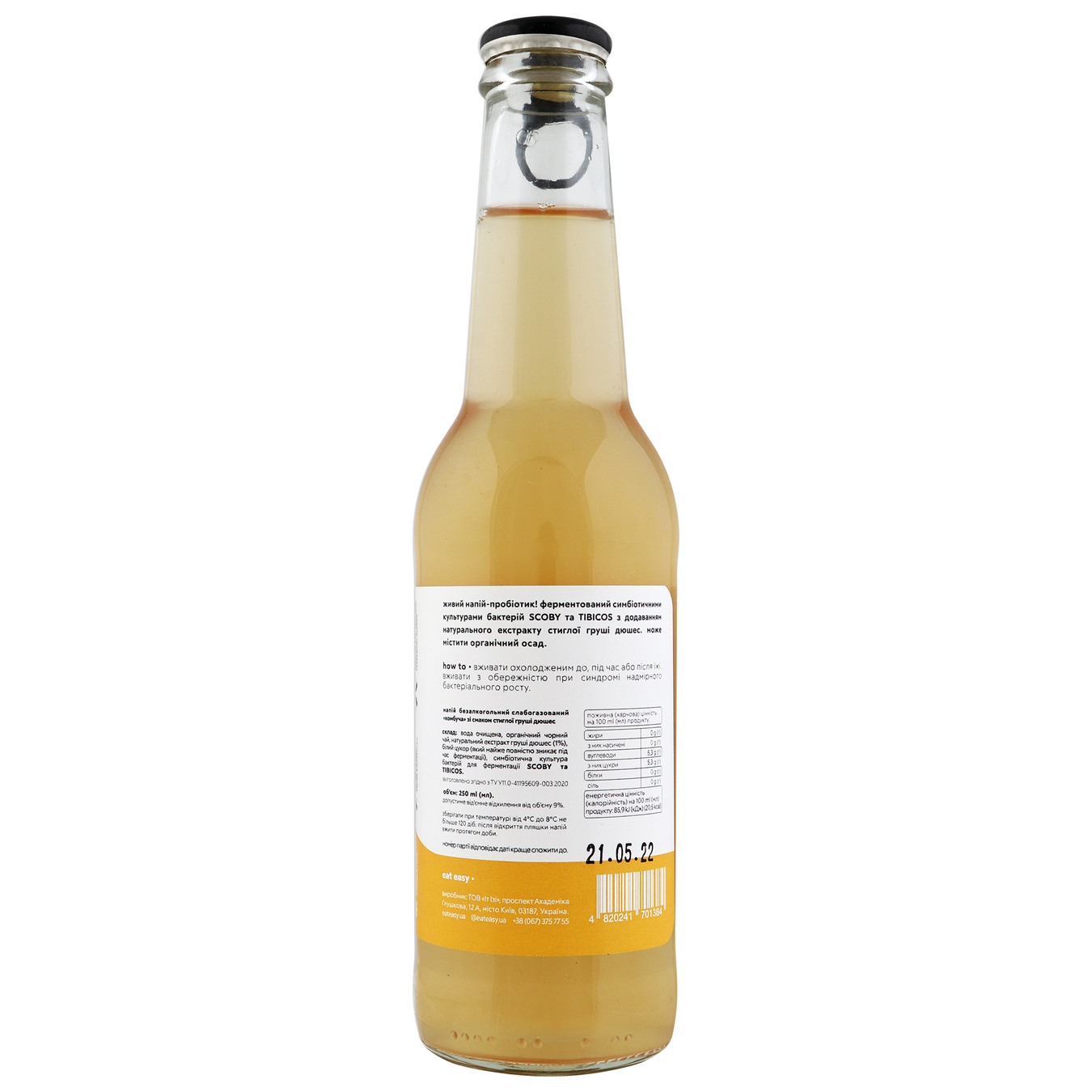 Eat Easy  Non-alcoholic drink  Kombucha Pear Duches lightly carbonated 250 ml   2