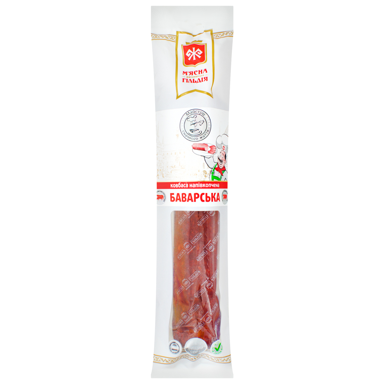 Zhytomyr meat guild  Sausage Meat Guild Bavaria of the highest grade semi-smoked 0.45 kg  