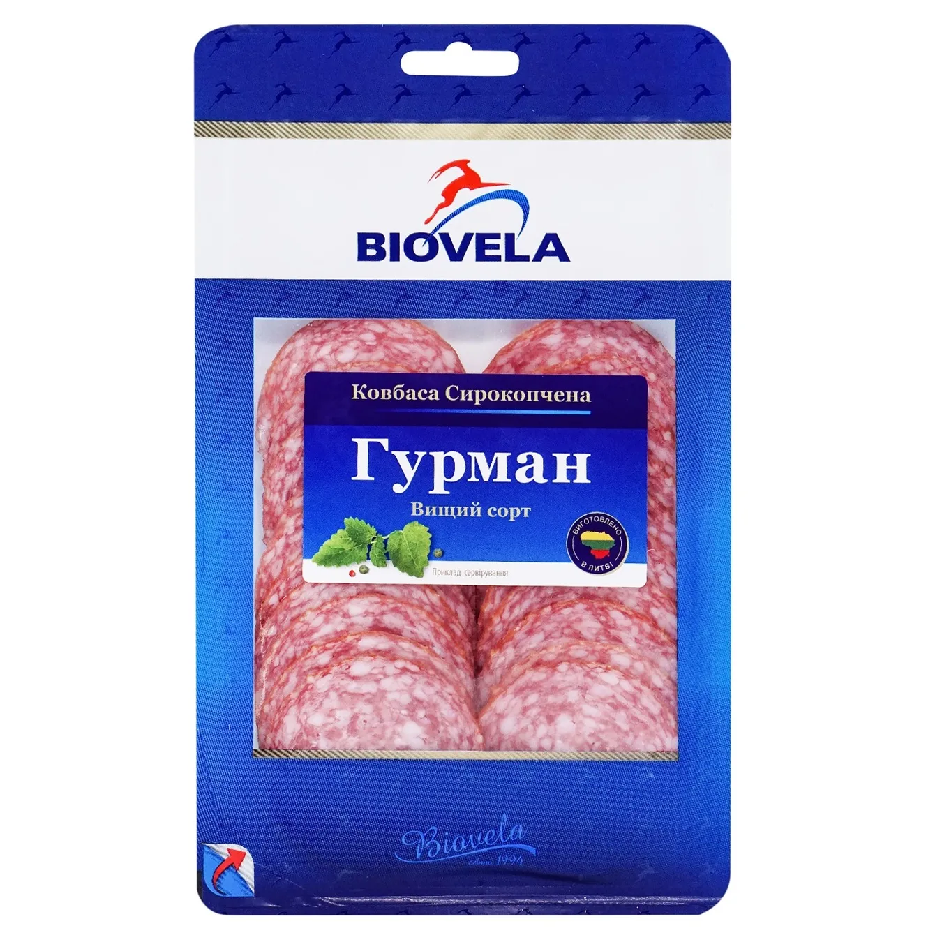 Biovela Gourmet raw-smoked sausage cut 90g