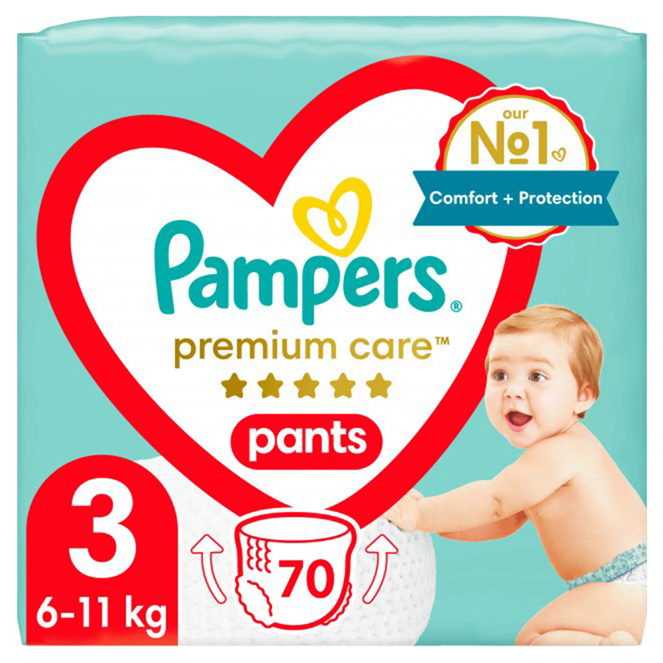 Подгузники-трусики Pampers детские Premium Care Pants Midi 6-11 кг 70шт