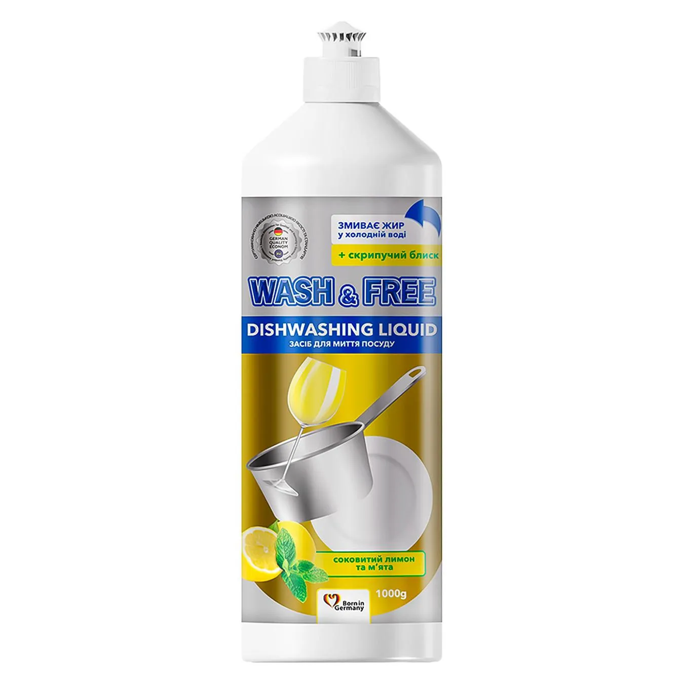 Wash&Free Dishwashing detergent Lemon and mint 1 l