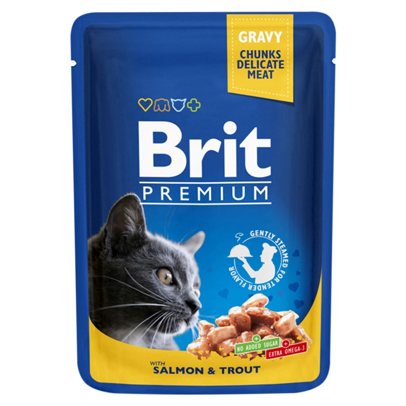 Вологий корм Brit Premium Salmon & Trout pouch для котів лосось та форель 100г
