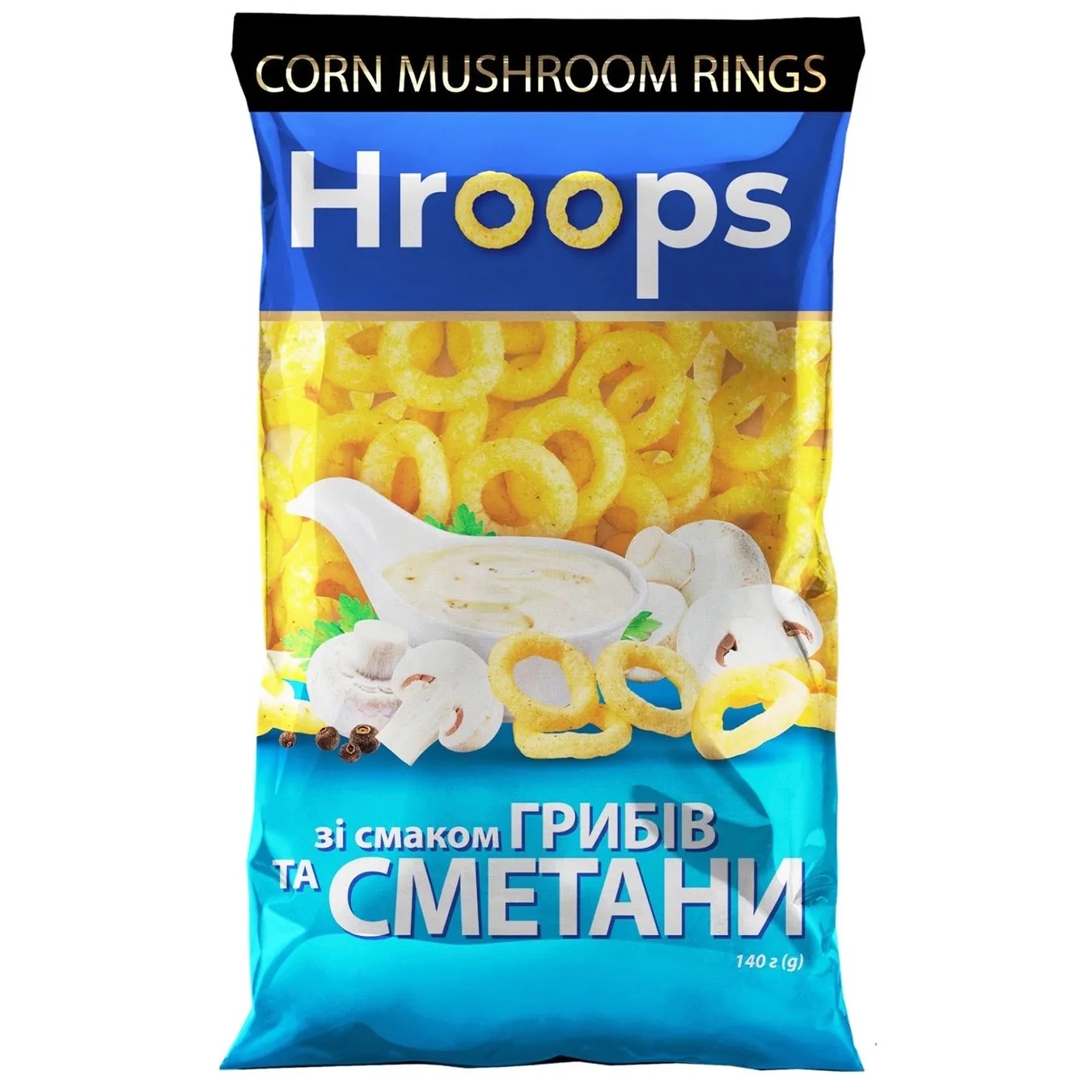 Hroops corn snacks with the taste of mushrooms and sour cream 140g