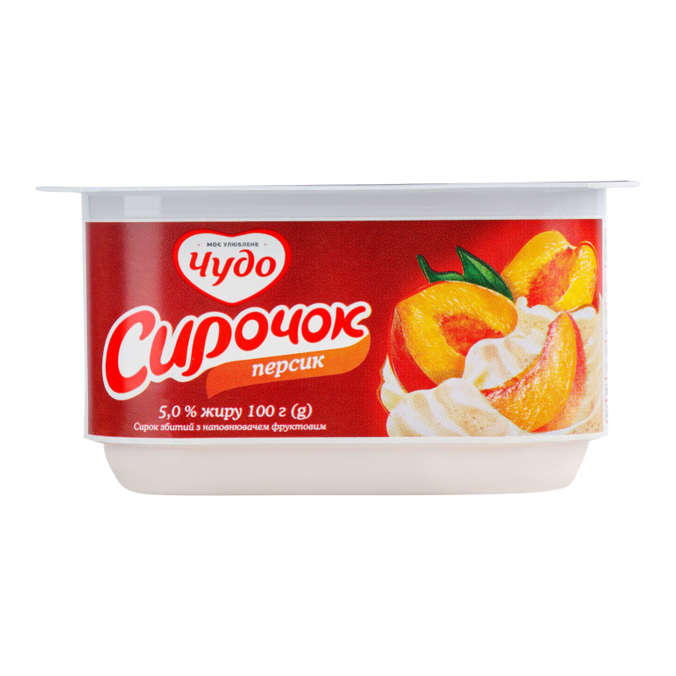 Whipped cottage cheese Chudo Peach 5% 100g