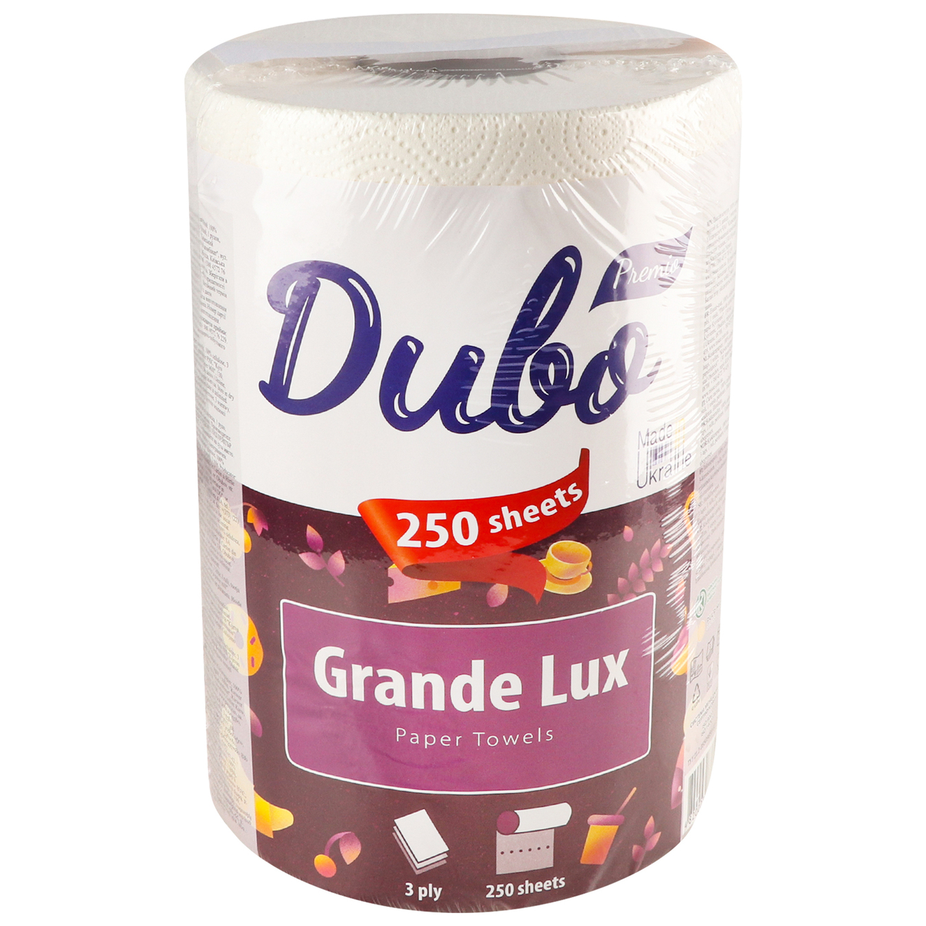 Рушник целюлозний Диво Premio Grande Lux наільзі 3-шаровий білий 1шт 2
