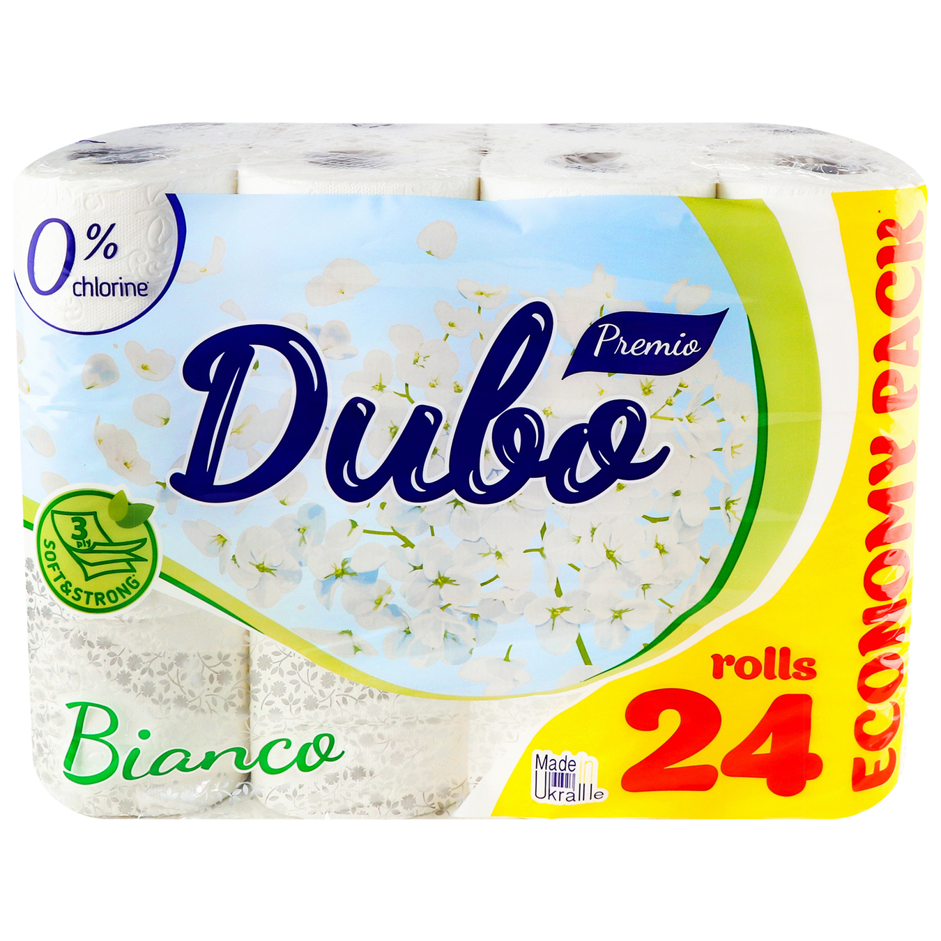 Папір туалетний Диво Bianco целюлозний 3-шаровий Premio білий 24 шт 2